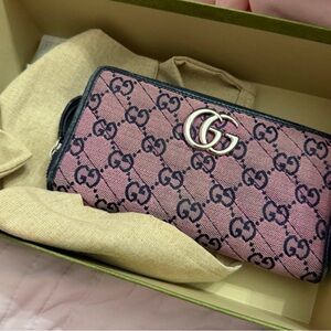 Gucci Pink and Black GG Wallet
